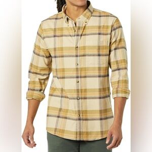 Goodthreads Beige and Brown Plaid Casual Shirt
